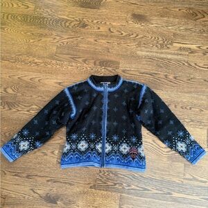 Dale of Norway Black and Blue Nordic Zip Sweater